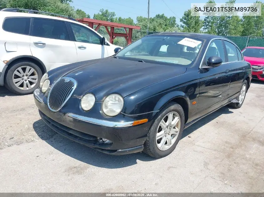 2003 Jaguar S-Type 3.0L V6 VIN: SAJEA01T53FM89736 Lot: 42668962