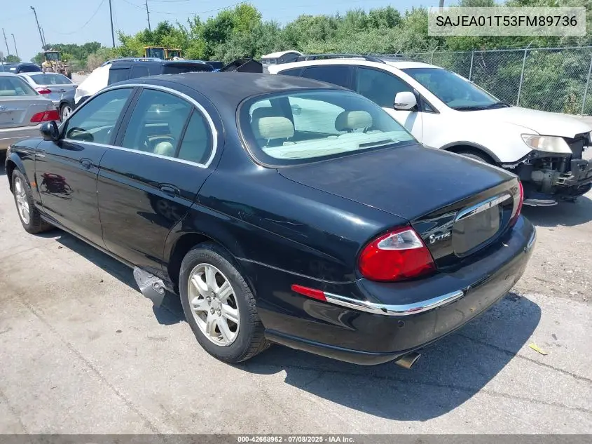 2003 Jaguar S-Type 3.0L V6 VIN: SAJEA01T53FM89736 Lot: 42668962