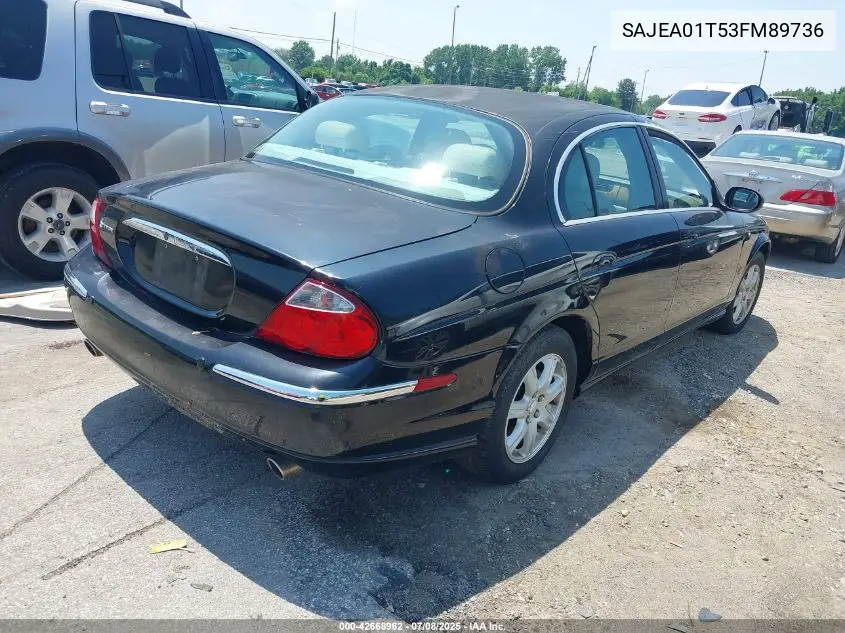 2003 Jaguar S-Type 3.0L V6 VIN: SAJEA01T53FM89736 Lot: 42668962