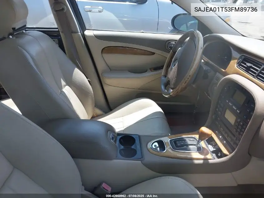2003 Jaguar S-Type 3.0L V6 VIN: SAJEA01T53FM89736 Lot: 42668962