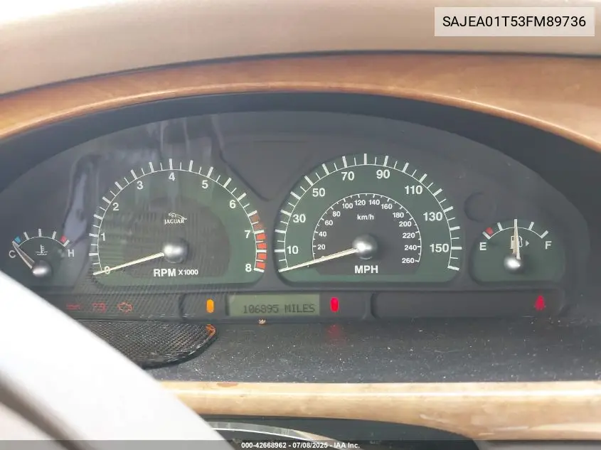 2003 Jaguar S-Type 3.0L V6 VIN: SAJEA01T53FM89736 Lot: 42668962