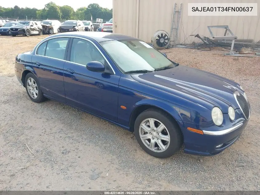 2004 Jaguar S-Type 3.0L V6 VIN: SAJEA01T34FN00637 Lot: 42314620