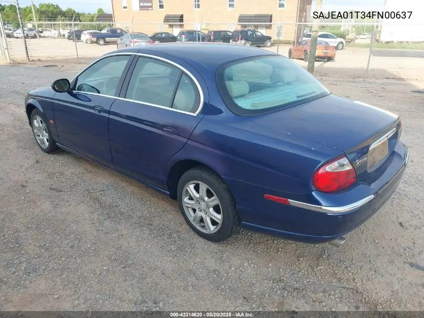 2004 Jaguar S-Type 3.0L V6 VIN: SAJEA01T34FN00637 Lot: 42314620