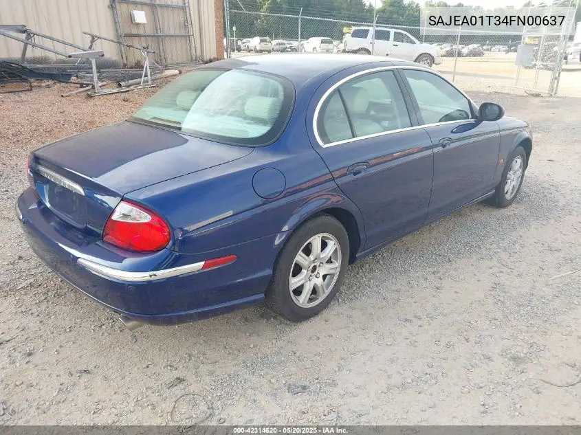 2004 Jaguar S-Type 3.0L V6 VIN: SAJEA01T34FN00637 Lot: 42314620