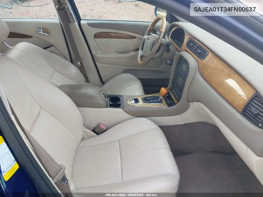 2004 Jaguar S-Type 3.0L V6 VIN: SAJEA01T34FN00637 Lot: 42314620