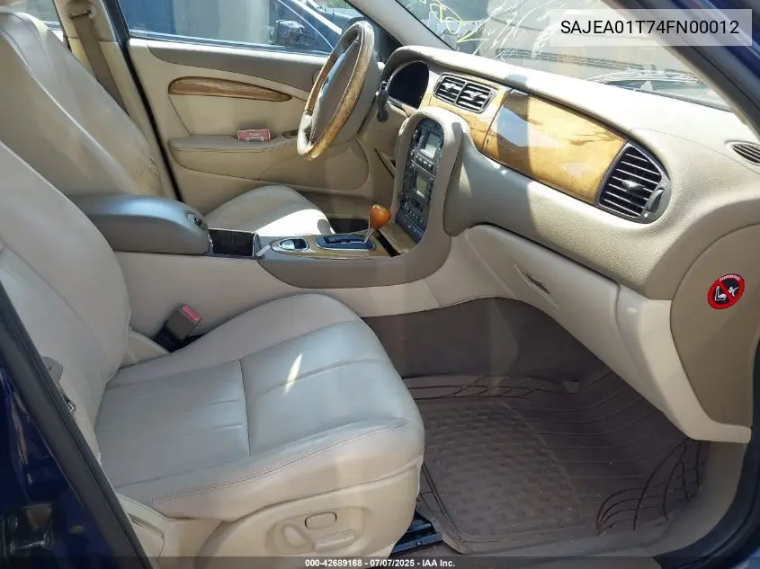 2004 Jaguar S-Type 3.0L V6 VIN: SAJEA01T74FN00012 Lot: 42689168