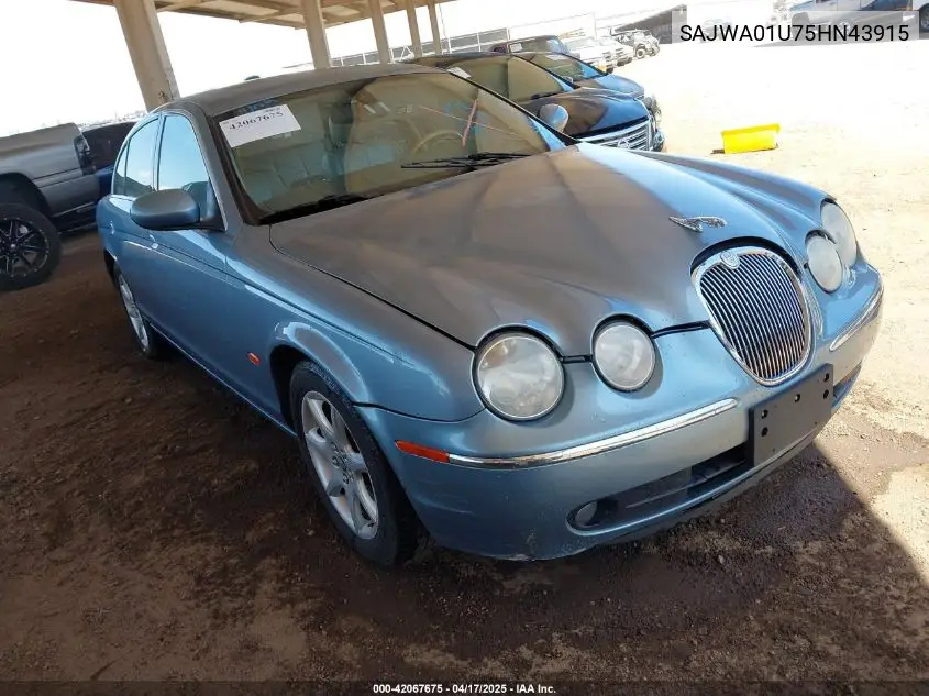 2005 Jaguar S-Type 4.2L V8 VIN: SAJWA01U75HN43915 Lot: 42067675