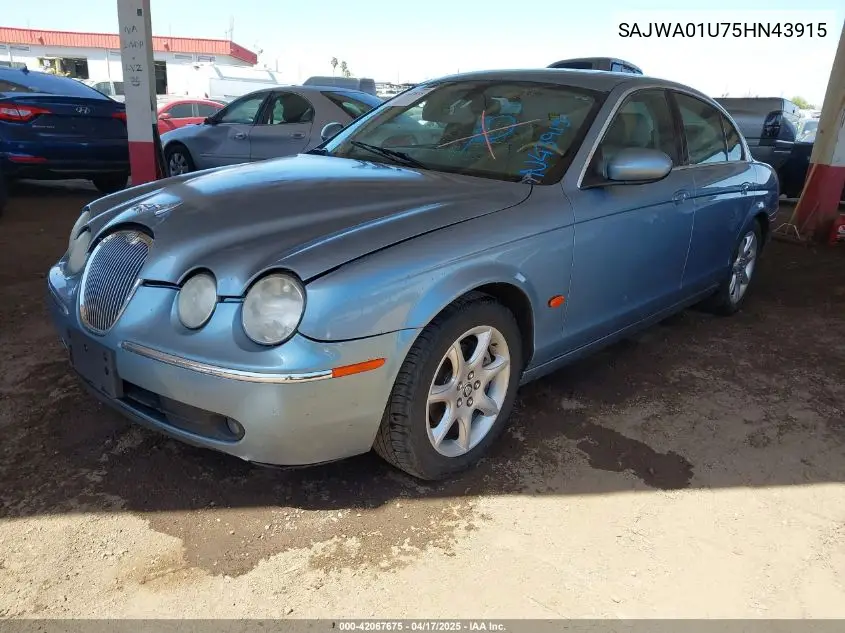 2005 Jaguar S-Type 4.2L V8 VIN: SAJWA01U75HN43915 Lot: 42067675