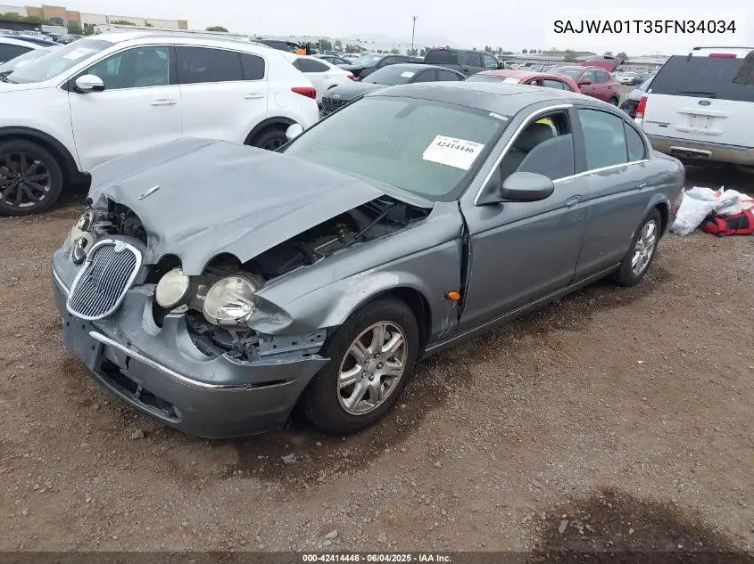 2005 Jaguar S-Type 3.0L V6 VIN: SAJWA01T35FN34034 Lot: 42414446