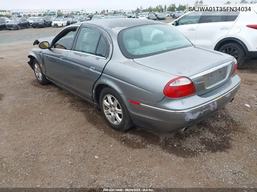 2005 Jaguar S-Type 3.0L V6 VIN: SAJWA01T35FN34034 Lot: 42414446