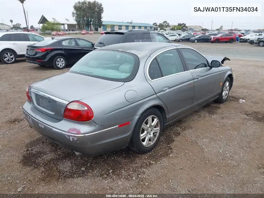 2005 Jaguar S-Type 3.0L V6 VIN: SAJWA01T35FN34034 Lot: 42414446
