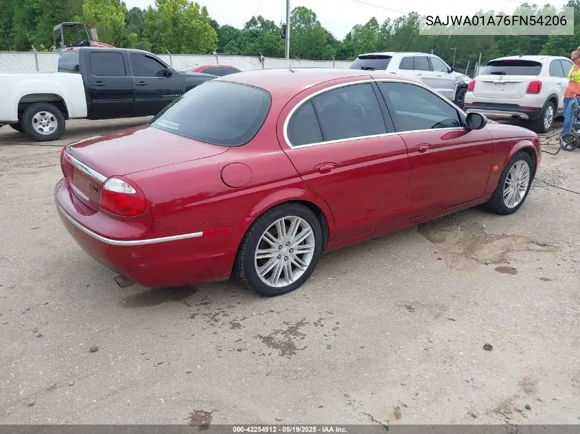 2006 Jaguar S-Type 3.0L V6 VIN: SAJWA01A76FN54206 Lot: 42254912