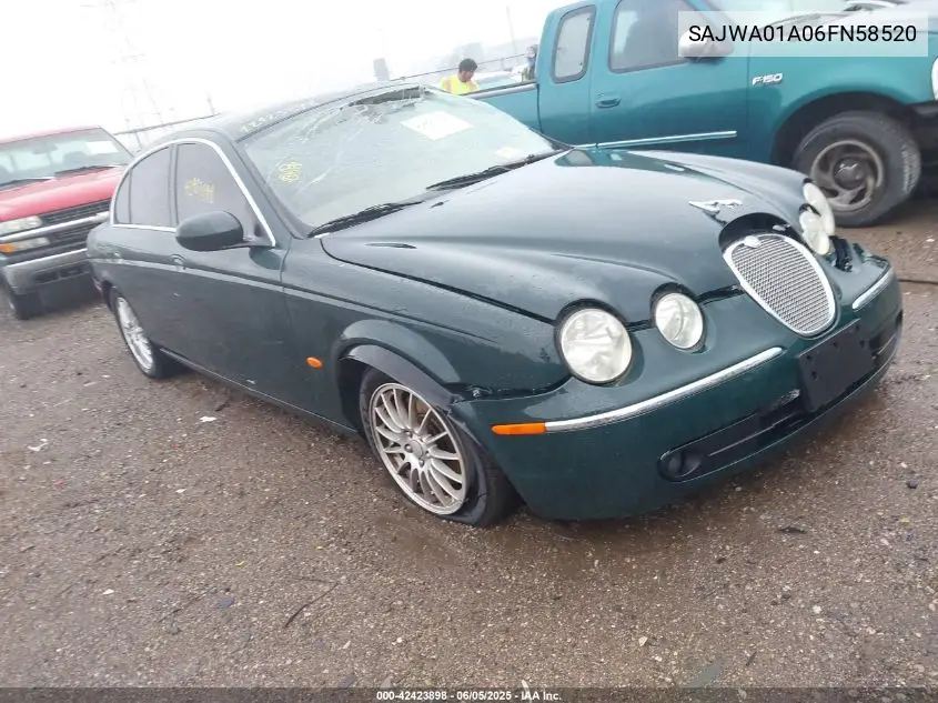 2006 Jaguar S-Type 3.0L V6 VIN: SAJWA01A06FN58520 Lot: 42423898