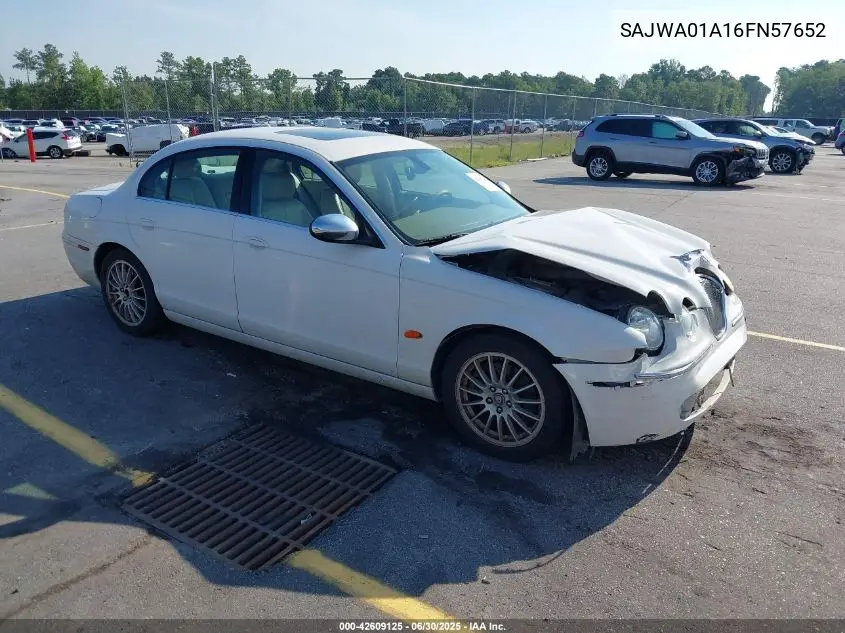 2006 Jaguar S-Type 3.0L V6 VIN: SAJWA01A16FN57652 Lot: 42609125