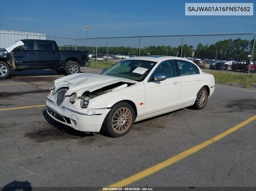2006 Jaguar S-Type 3.0L V6 VIN: SAJWA01A16FN57652 Lot: 42609125