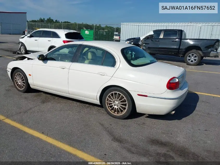 2006 Jaguar S-Type 3.0L V6 VIN: SAJWA01A16FN57652 Lot: 42609125