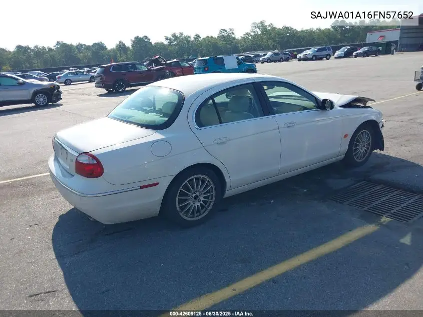 2006 Jaguar S-Type 3.0L V6 VIN: SAJWA01A16FN57652 Lot: 42609125