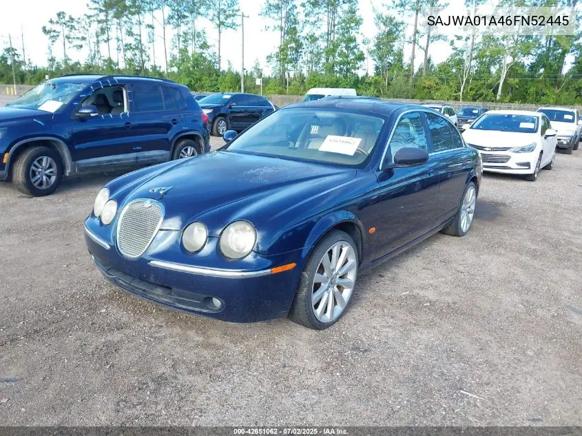2006 Jaguar S-Type 3.0L V6 VIN: SAJWA01A46FN52445 Lot: 42651062