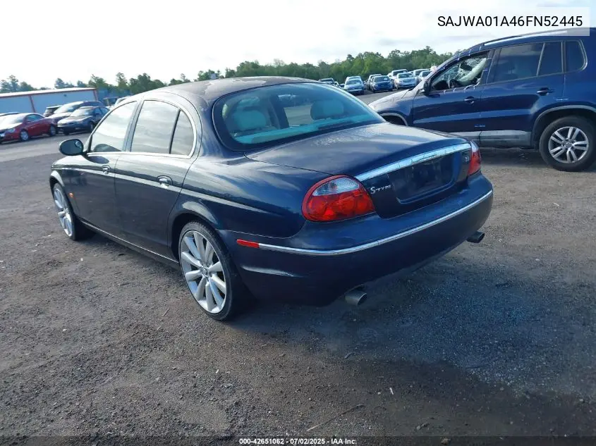 2006 Jaguar S-Type 3.0L V6 VIN: SAJWA01A46FN52445 Lot: 42651062