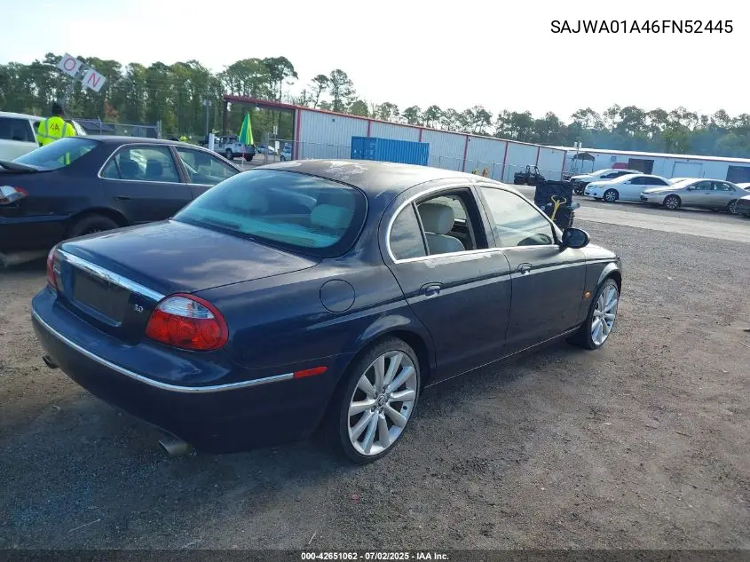 2006 Jaguar S-Type 3.0L V6 VIN: SAJWA01A46FN52445 Lot: 42651062
