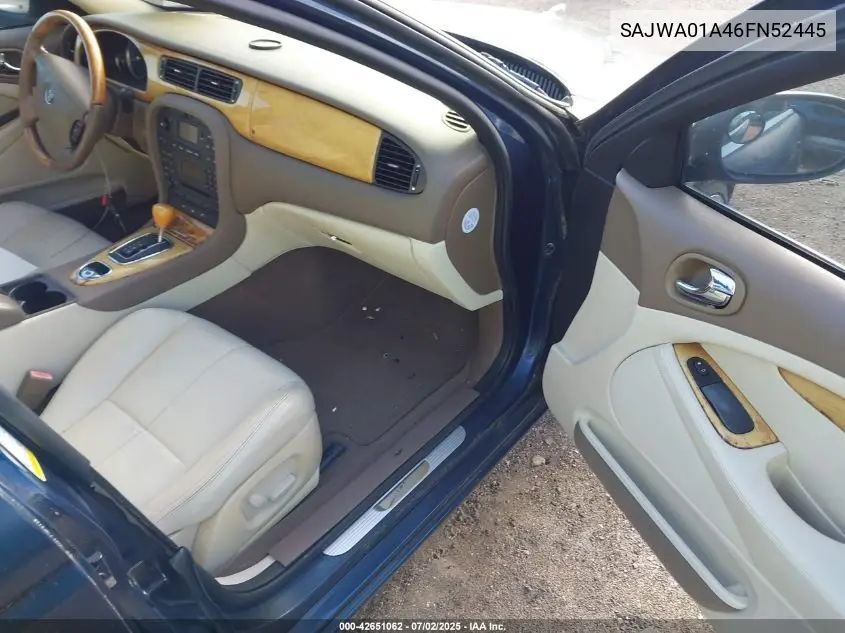 2006 Jaguar S-Type 3.0L V6 VIN: SAJWA01A46FN52445 Lot: 42651062