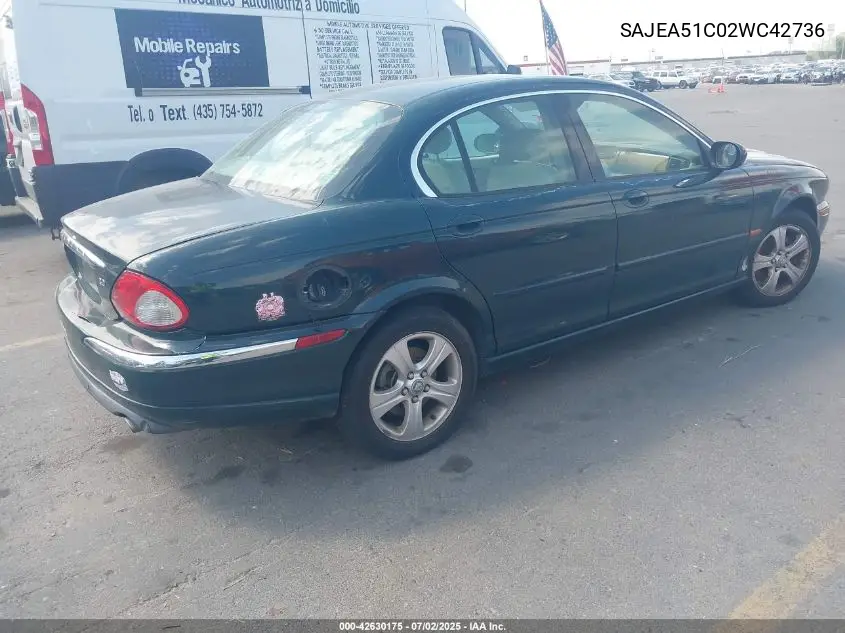 2002 Jaguar X-Type 3.0L VIN: SAJEA51C02WC42736 Lot: 42630175
