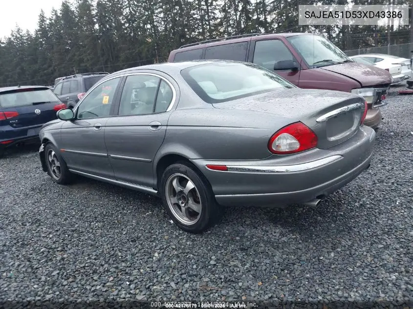 2003 Jaguar X-Type 2.5 VIN: SAJEA51D53XD43386 Lot: 42176179
