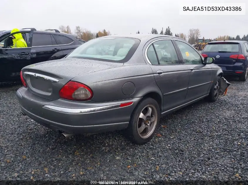 2003 Jaguar X-Type 2.5 VIN: SAJEA51D53XD43386 Lot: 42176179