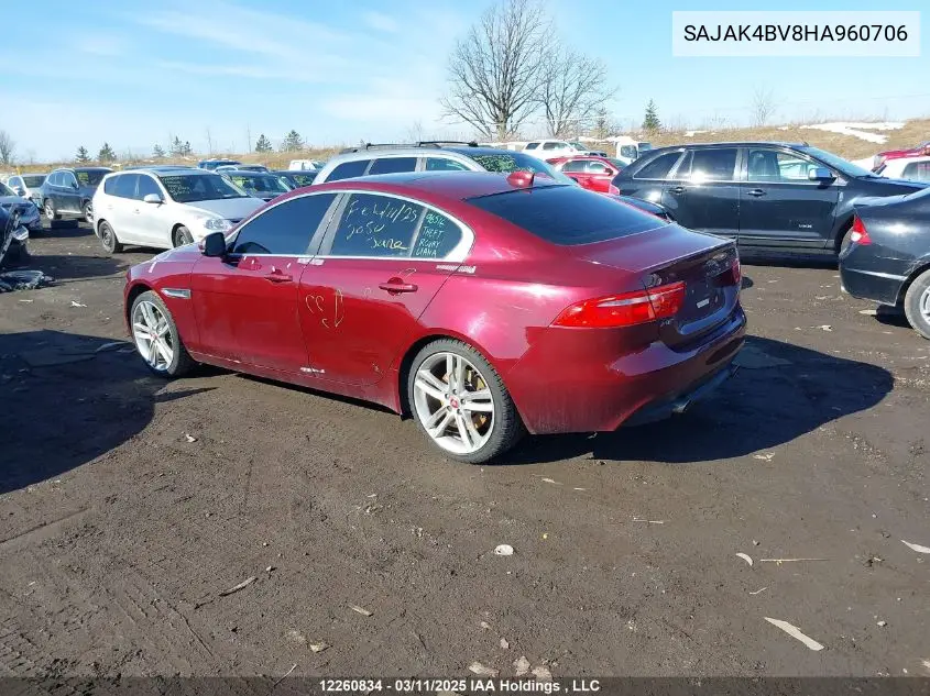 2017 Jaguar Xe Prestige VIN: SAJAK4BV8HA960706 Lot: 12260834