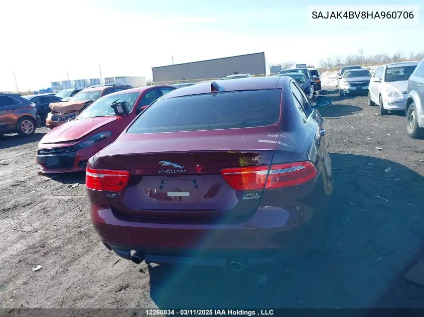 2017 Jaguar Xe Prestige VIN: SAJAK4BV8HA960706 Lot: 12260834