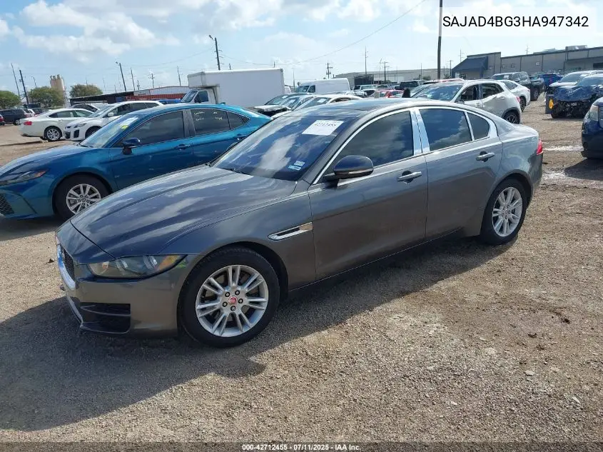2017 Jaguar Xe 25T Premium VIN: SAJAD4BG3HA947342 Lot: 42712455