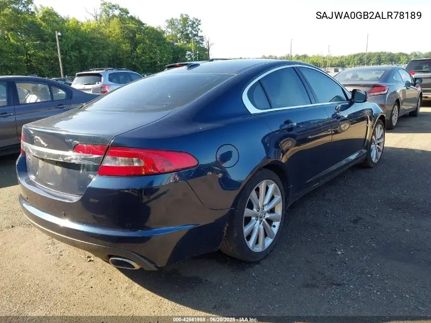 2010 Jaguar Xf Premium VIN: SAJWA0GB2ALR78189 Lot: 42561988