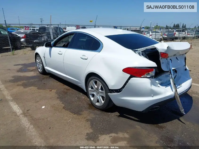 2011 Jaguar Xf VIN: SAJWA0FB0BLS01108 Lot: 42213548