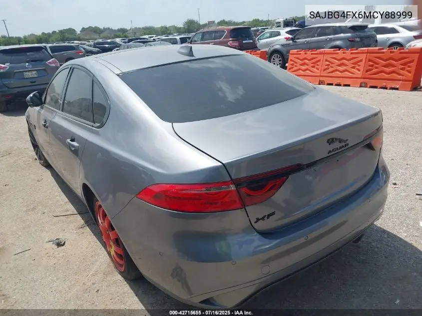 2021 Jaguar Xf Se P250 Rwd Automatic VIN: SAJBG4FX6MCY88999 Lot: 42715655