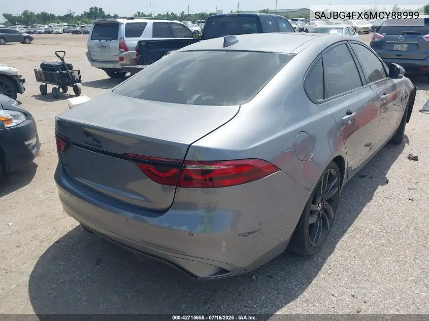 2021 Jaguar Xf Se P250 Rwd Automatic VIN: SAJBG4FX6MCY88999 Lot: 42715655