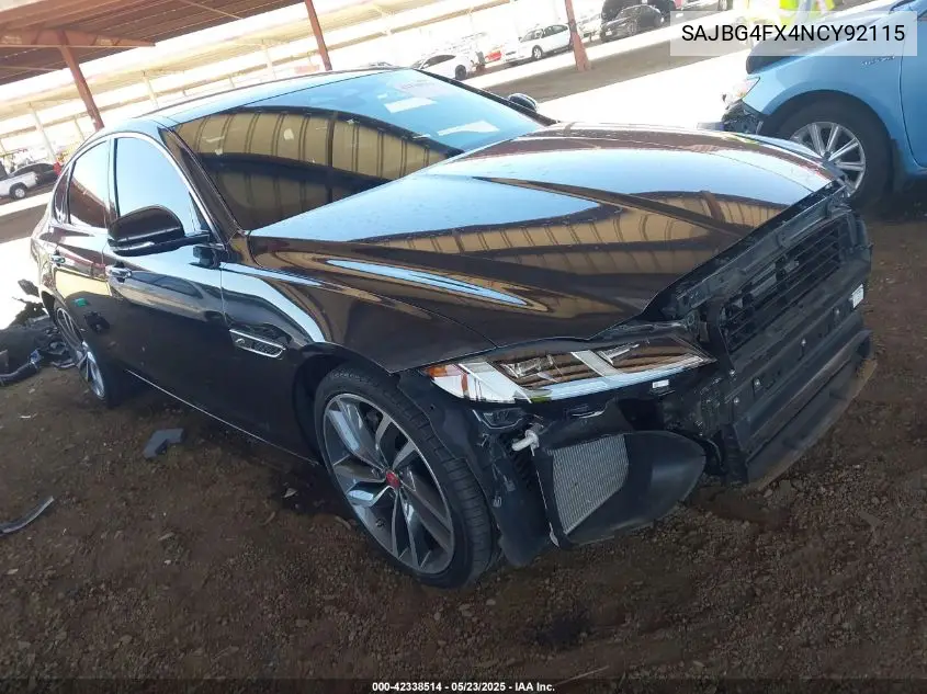 2022 Jaguar Xf Se P250 Rwd Automatic VIN: SAJBG4FX4NCY92115 Lot: 42338514