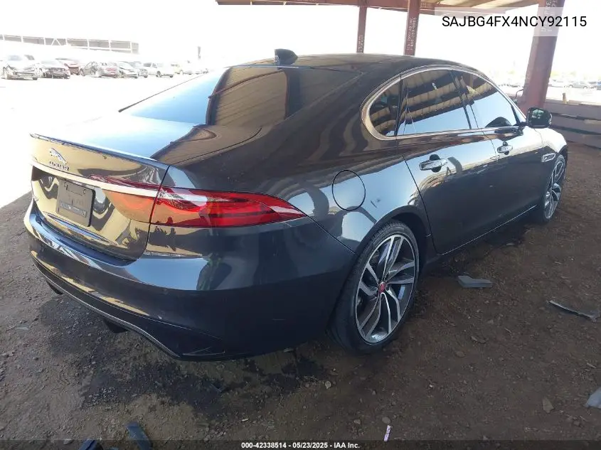 2022 Jaguar Xf Se P250 Rwd Automatic VIN: SAJBG4FX4NCY92115 Lot: 42338514