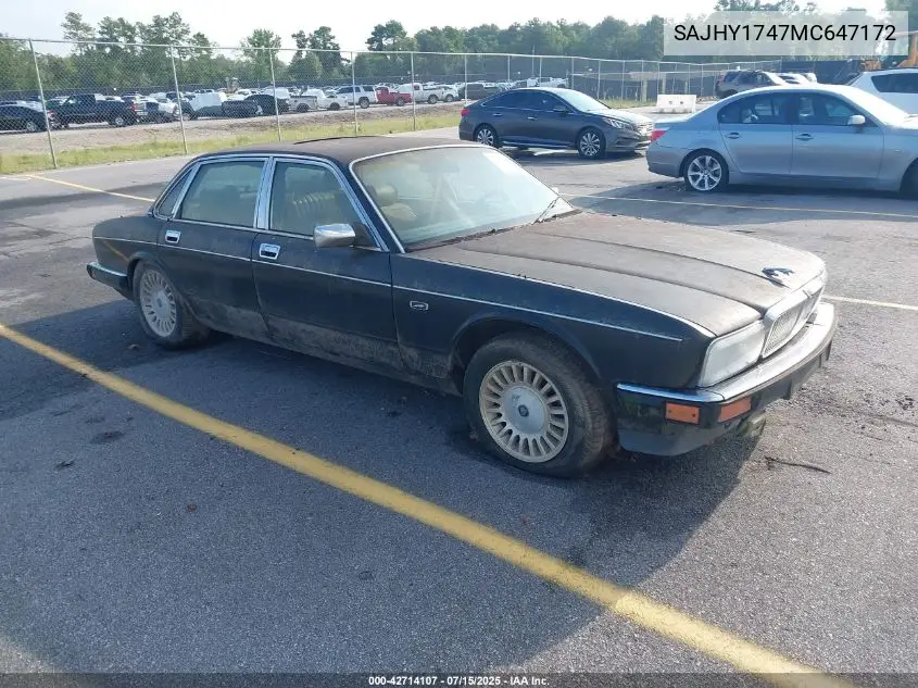 1991 Jaguar Xj6 Sovereign VIN: SAJHY1747MC647172 Lot: 42714107