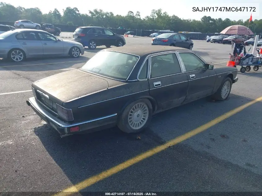 1991 Jaguar Xj6 Sovereign VIN: SAJHY1747MC647172 Lot: 42714107