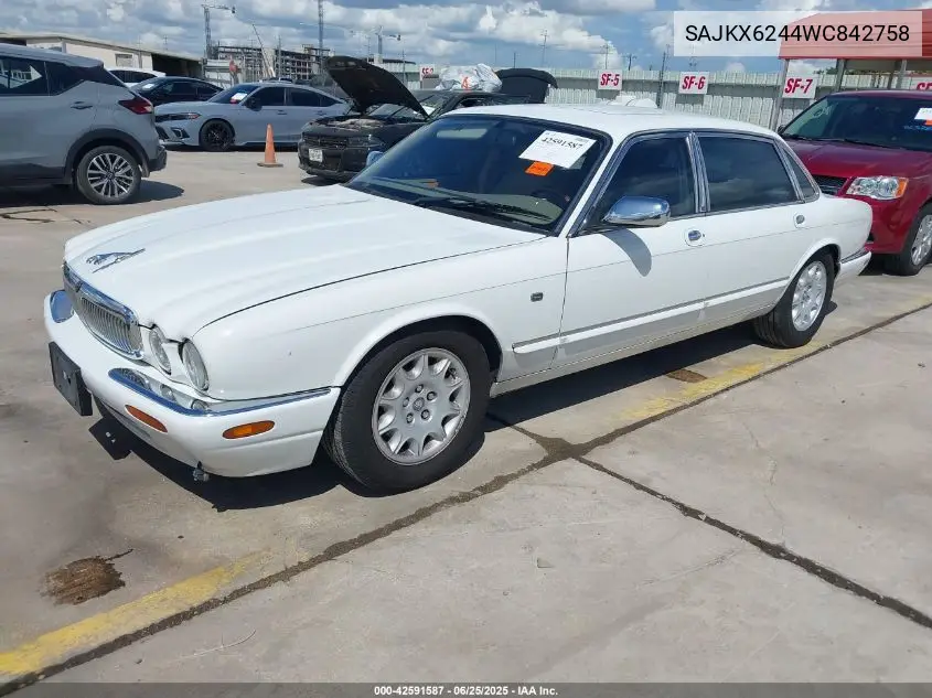 1998 Jaguar Xj8 Vanden Plas VIN: SAJKX6244WC842758 Lot: 42591587