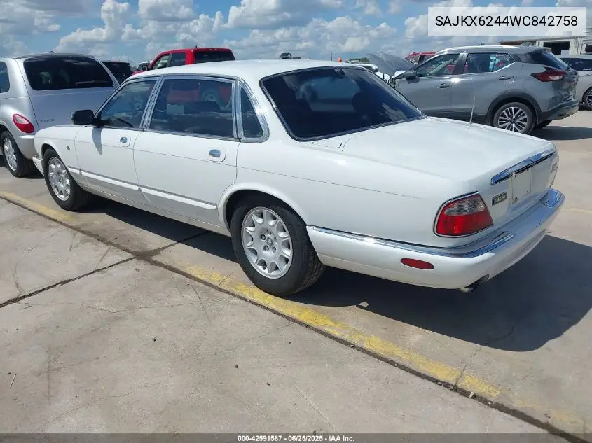 1998 Jaguar Xj8 Vanden Plas VIN: SAJKX6244WC842758 Lot: 42591587