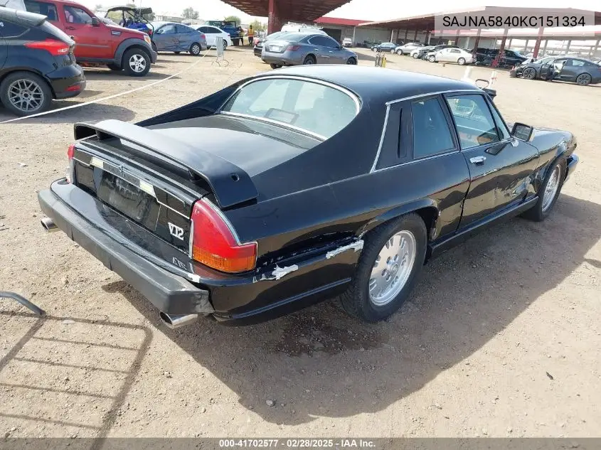 1989 Jaguar Xjs VIN: SAJNA5840KC151334 Lot: 41702577