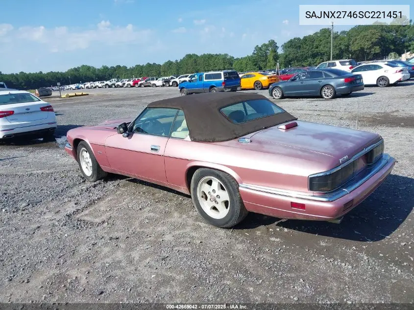 1995 Jaguar Xjs 2+2 VIN: SAJNX2746SC221451 Lot: 42669042