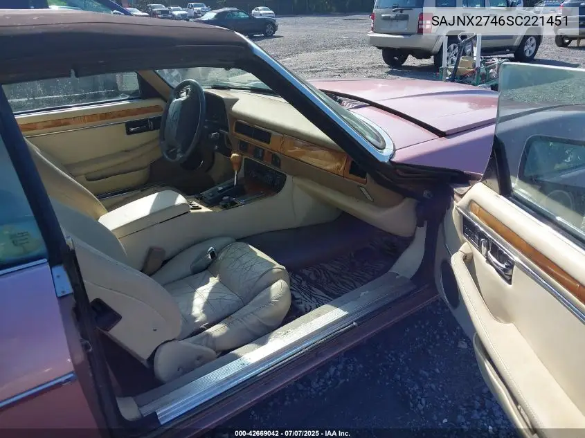 1995 Jaguar Xjs 2+2 VIN: SAJNX2746SC221451 Lot: 42669042