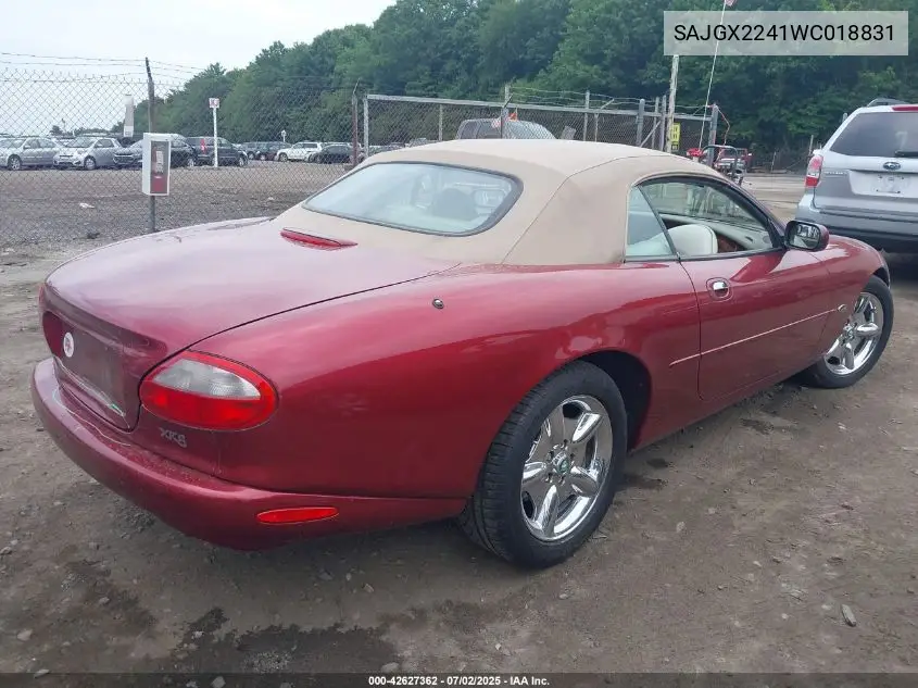 1998 Jaguar Xk8 VIN: SAJGX2241WC018831 Lot: 42627362