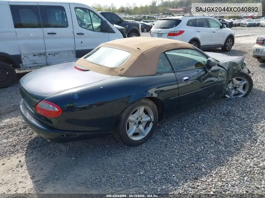 1999 Jaguar Xk8 VIN: SAJGX2044XC040892 Lot: 42044066