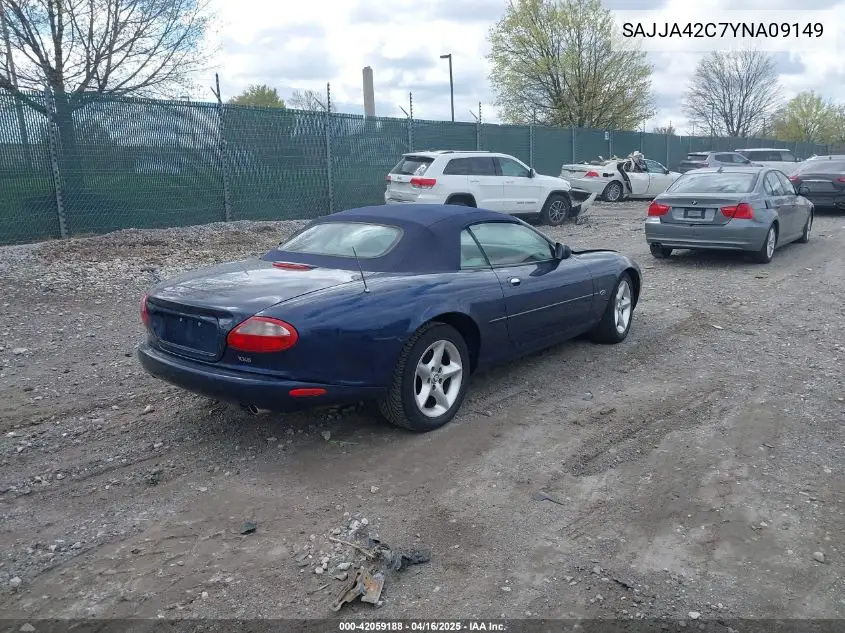 2000 Jaguar Xk8 VIN: SAJJA42C7YNA09149 Lot: 42059188
