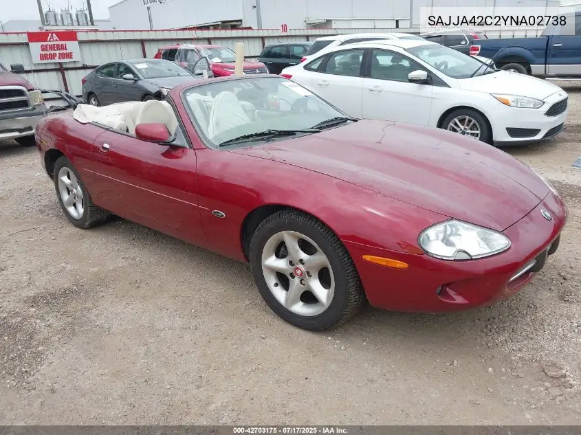 2000 Jaguar Xk8 VIN: SAJJA42C2YNA02738 Lot: 42703175