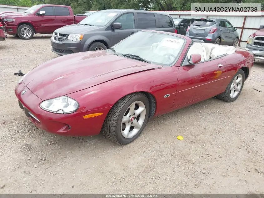 2000 Jaguar Xk8 VIN: SAJJA42C2YNA02738 Lot: 42703175