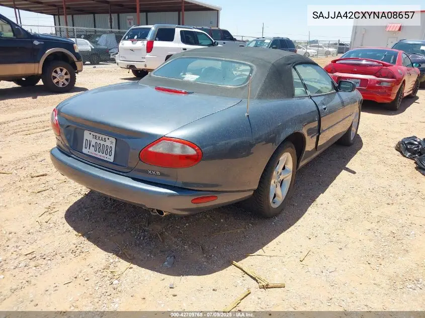 2000 Jaguar Xk8 VIN: SAJJA42CXYNA08657 Lot: 42709768
